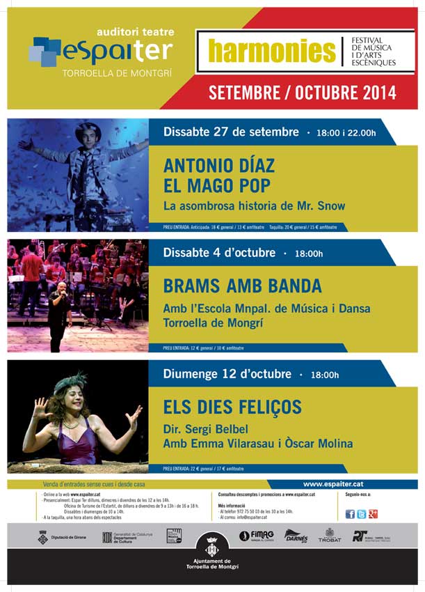 Antonio Díaz, Brams + EMMT i Els dies feliços, el cartell d'aquest setembre i octubre