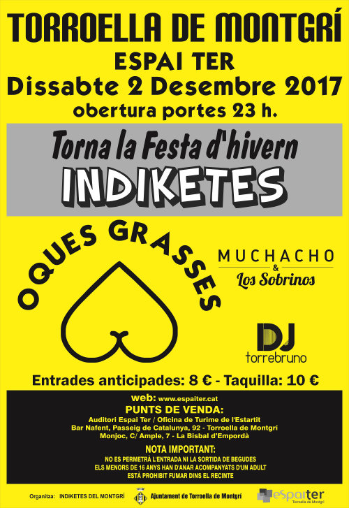 L’Espai Ter acull la Festa d’hivern dels Indiketes, darrera oportunitat per veure Oques Grasses fins el 2019